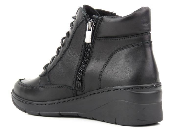Dámské kožené kozačky ve sportovním stylu - HELIOS Komfort 568, černé