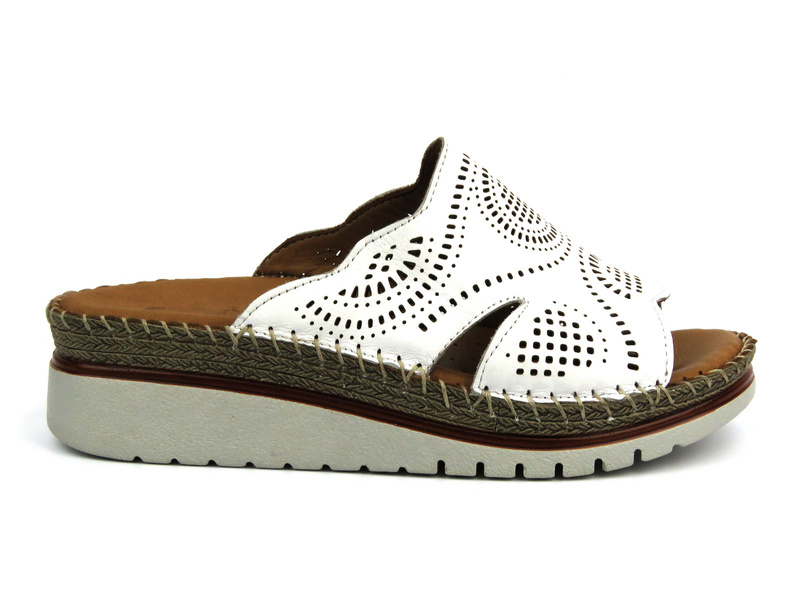 Dámské kožené žabky - Manitu 900119-03, bílá