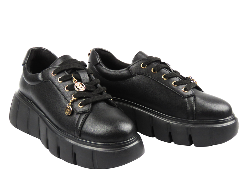 Dámské kožené tenisky Cambell 25-19375, černé