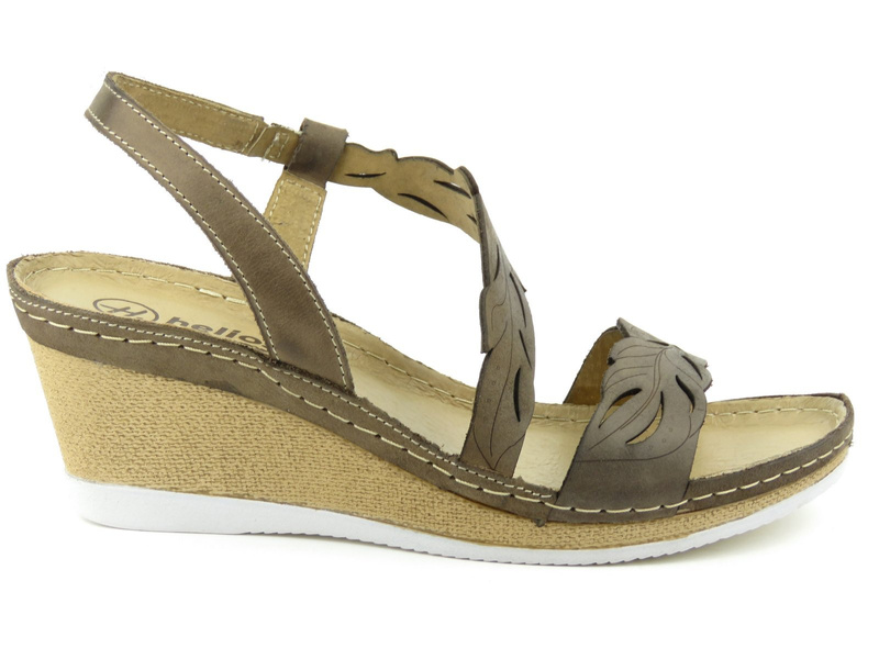 Kožené dámské sandály na klínku - HELIOS Komfort 268