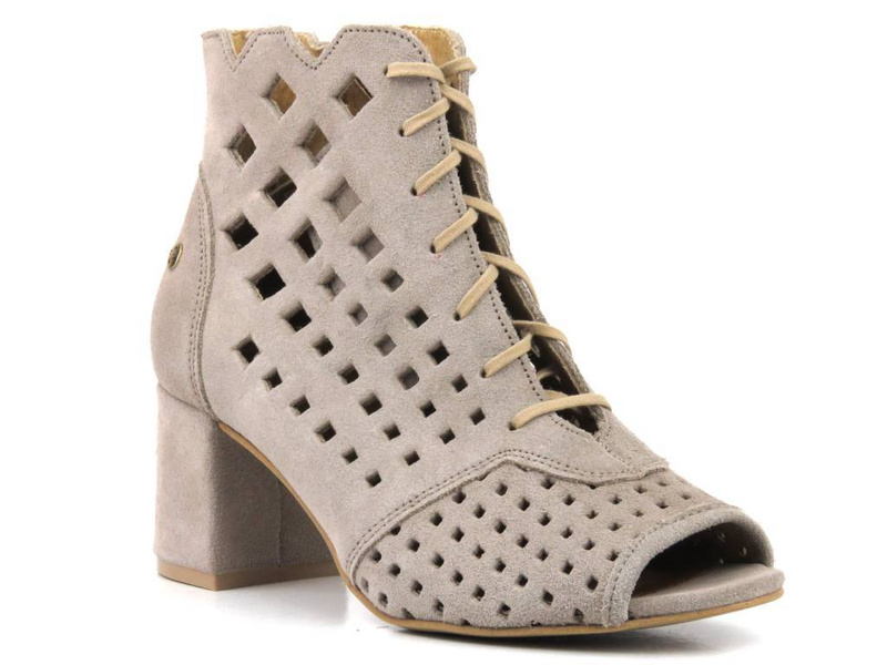 Jarní kotníkové boty, dámské semišové sandály - MACIEJKA 05966-10, béžová