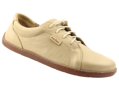 Kožené minimalistické dámské barefoot polobotky Helios Komfort 451, světle béžové