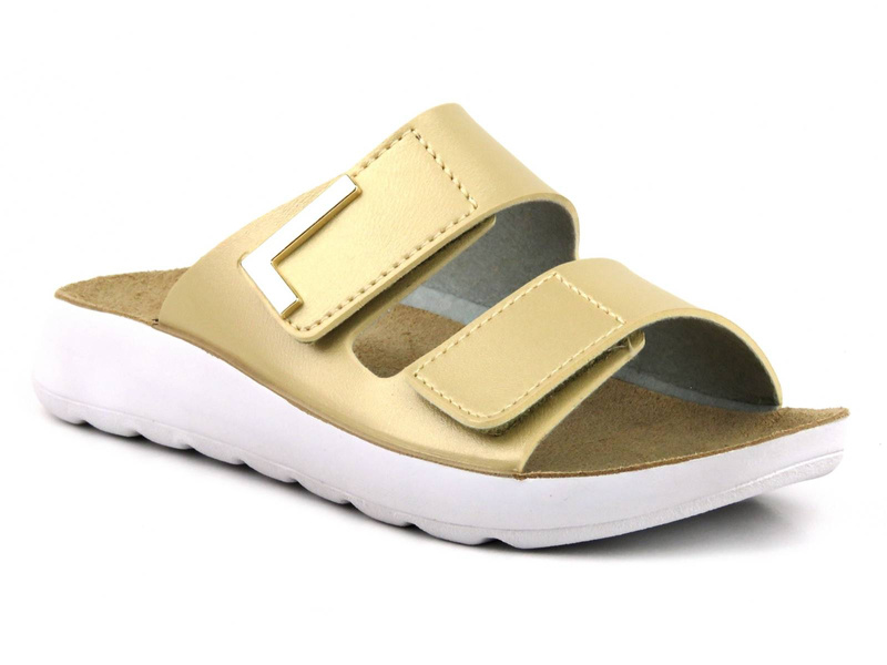 Pohodlné dámské pantofle na suchý zip - Inblu AG-06, zlaté