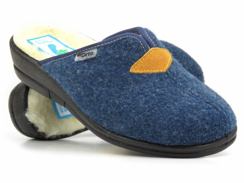 Dámské plstěné pantofle s vlnou - Befado dr Orto 937D636, tmavě modrá