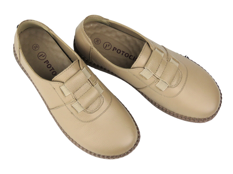 Pohodlné dámské polobotky Potocki 26-15315 v khaki barvě