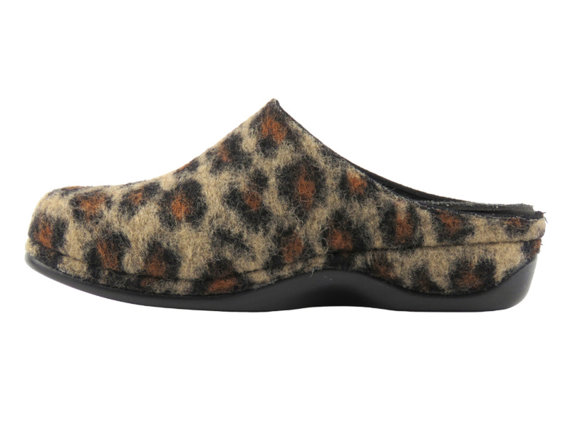 Pohodlné dámské plstěné pantofle Berkemann 01028-138 Donata, hnědý leopardí vzor