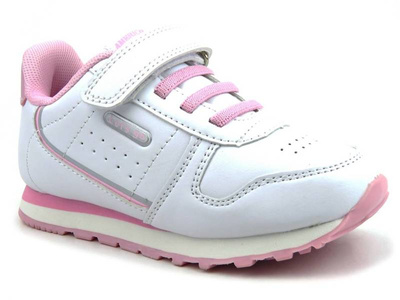 Dětské tenisky se zapínáním na suchý zip - AMERICAN CLUB ES68/22, bílé a růžové