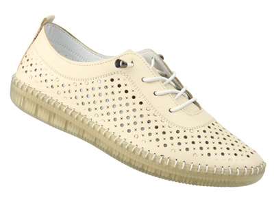 Dámské kožené nízké boty Nika Comfort 0303-126, béžové