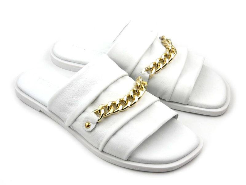 Dámské žabky se zlatým řetízkem - VENEZIA 267040, bílé