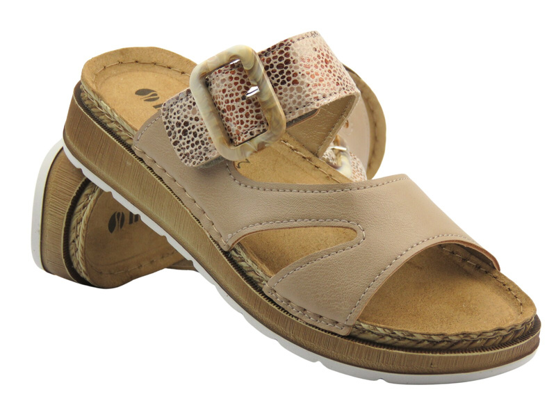 Dámské žabky s nastavitelným páskem - Inblu GS-55, pískové