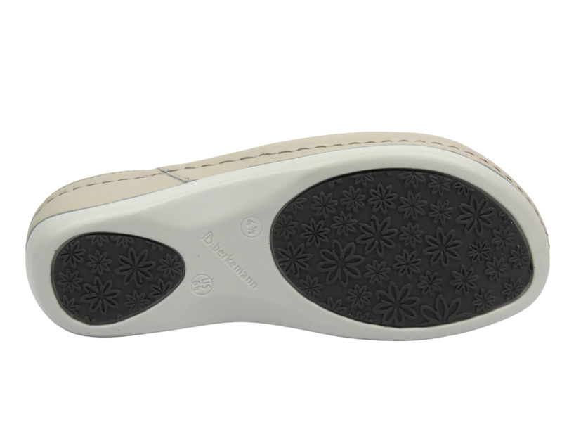 Kožené dámské sandály na klínku BERKEMANN 01753-702 Béžová nazouvací