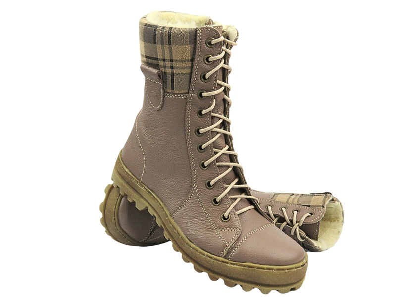 Dámské kožené návleky - HELIOS Comfort 611, khaki