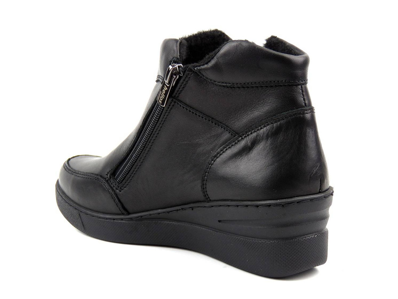 Sportovní, kožené dámské boty na klínku - HELIOS Komfort 594, černá 6