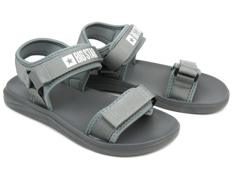 Pánské sportovní sandály na suchý zip - Big Star HH174843, šedé