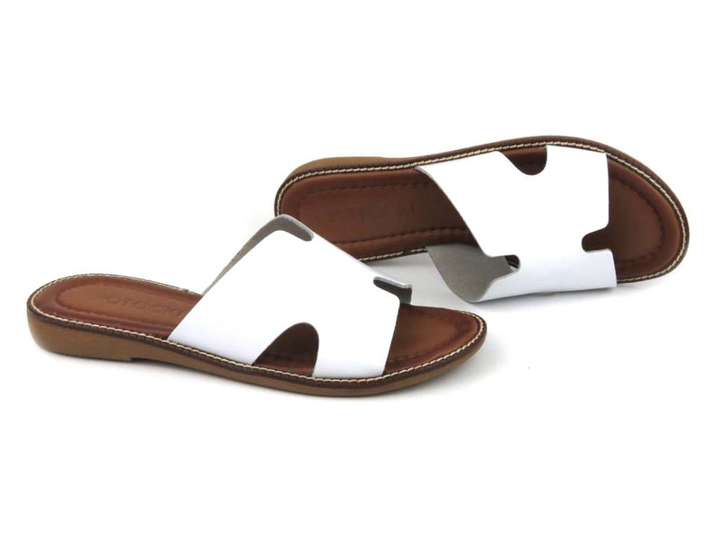 Dámské pantofle z přírodní kůže - Potocki 23--64013WH, bílé