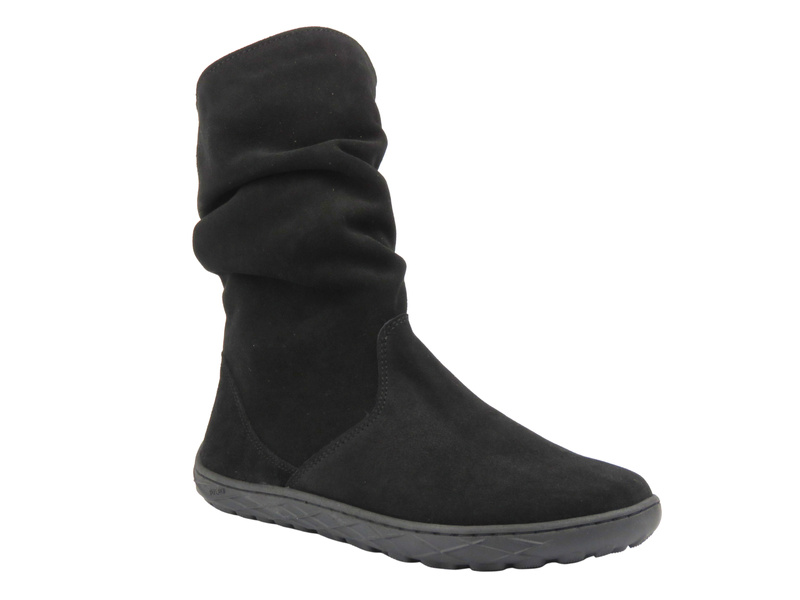 Dámské barefoot kotníkové boty z velurové kůže Nika 1465, černé
