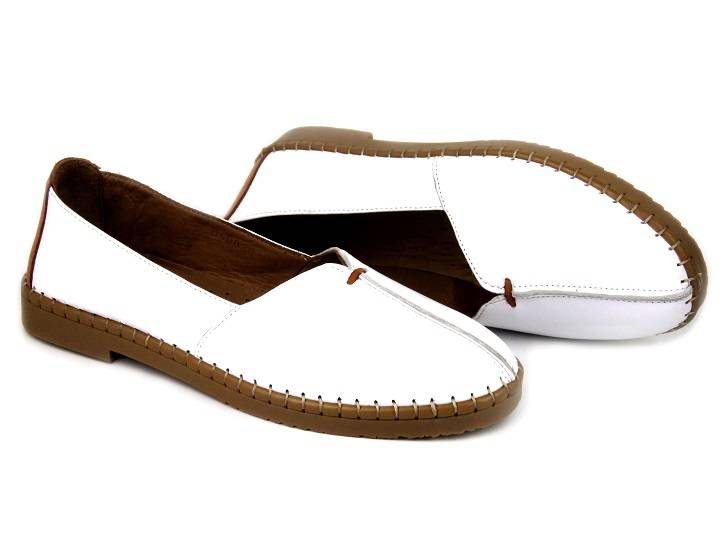 Kožené boty, dámské mokasíny - MANITU 840080-03, bílé