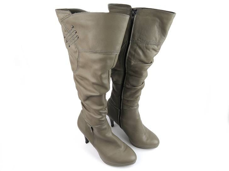 Dámské kožené kozačky na podpatku - ZYCH & STASZEWSKI 2213, šedé