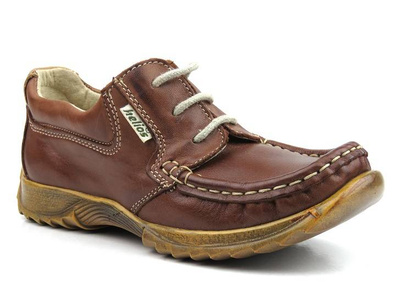 Dětské kožené, šněrovací boty - Helios 436, hnědá