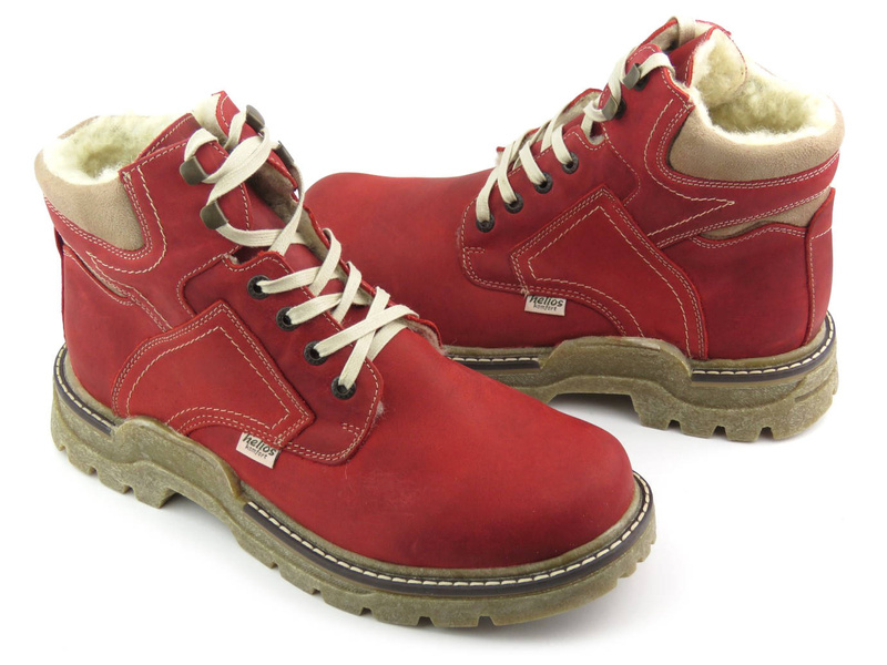 Pánské kožené boty zateplené vlnou - HELIOS Komfort 816, červené