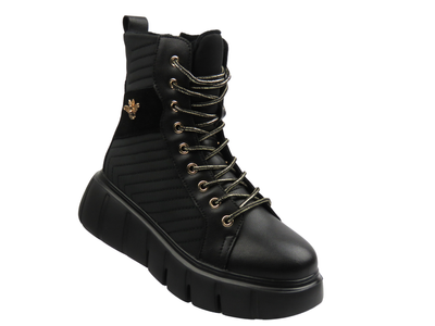 Dámské kožené kotníkové boty černé Cambell 25-19348