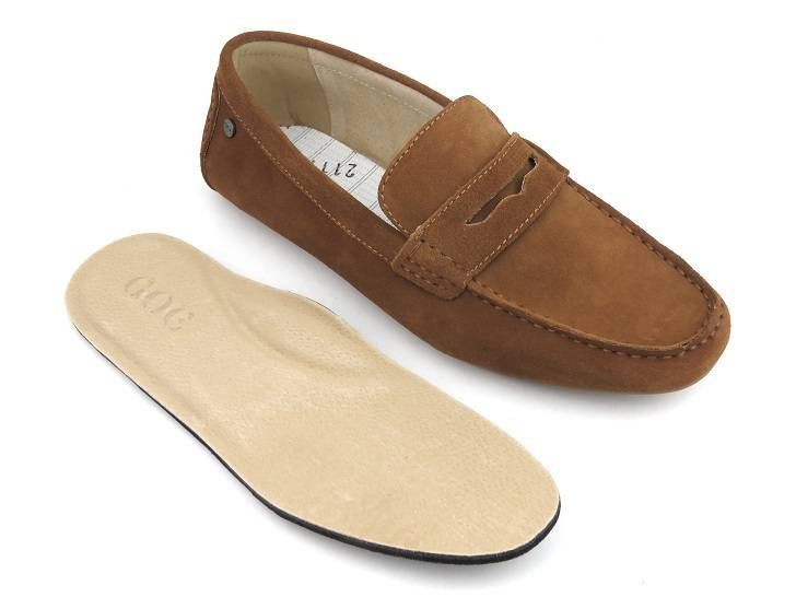 Pánské semišové kožené mokasíny - GOE JJ1N4043, hnědé
