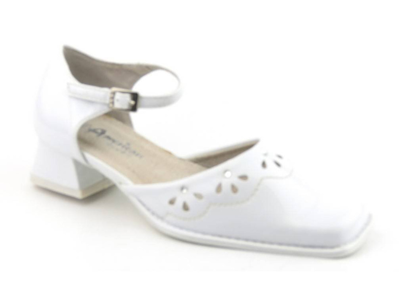 Elegantní sandály, dětské společenské lodičky na vysokém podpatku - American Club 2093-3, bílé
