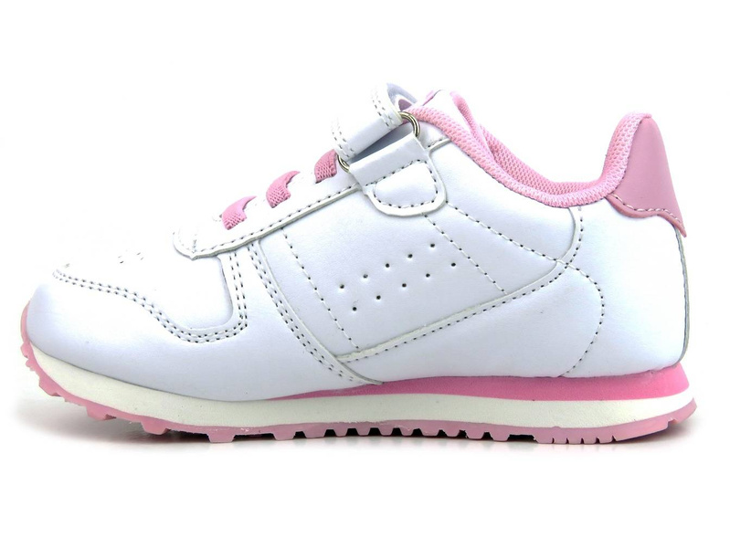 Dětské tenisky se zapínáním na suchý zip - AMERICAN CLUB ES68/22, bílé a růžové