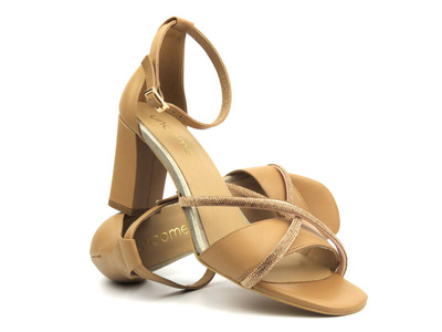 Dámské sandály na vysokém podpatku - UNCOME 38505, hnědé