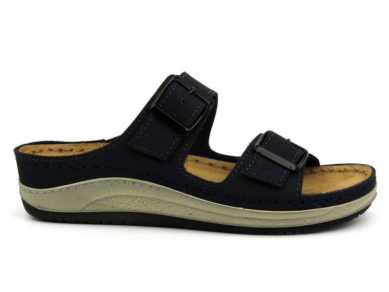 Dámské žabky s koženou vsadkou - INBLU AA-67, tmavě modrá