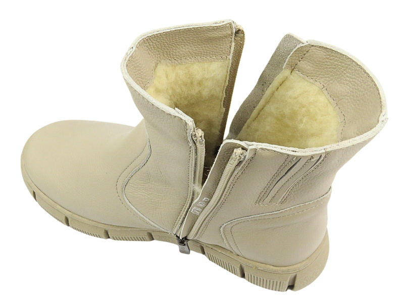 Pohodlné dámské boty z měkké kůže - WASAK 0730, ecru