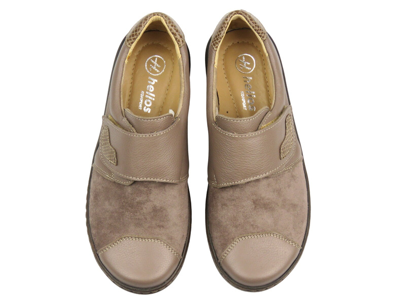 Pohodlné dámské polobotky na hallux valgus na suchý zip khaki Helios Komfort 462