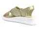 Dámské kožené sandály na platformě - HELIOS Comfort 132, zlaté