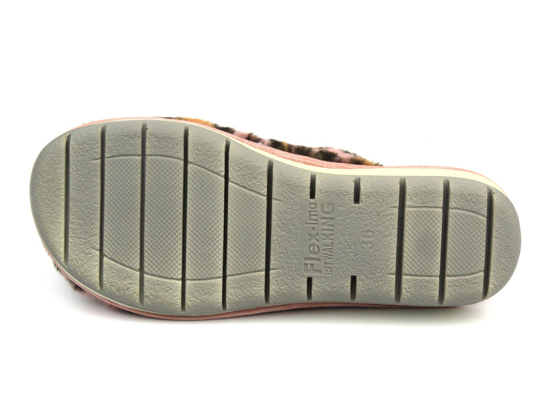 Dámské kožešinové pantofle s leopardím potiskem - INBLU LB-94, růžové