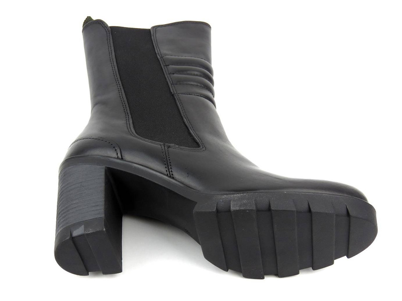 Vysoké, kožené dámské kotníkové boty - MARCO TOZZI 25446, černé