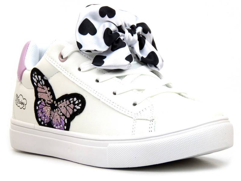 Dětská sportovní obuv s mašlí a motýlem - American Club ES 64/22, bílá