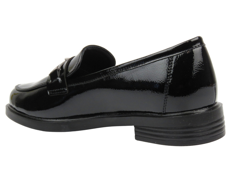 Lakované dámské mokasíny, loafers Potocki 25-12555, černé