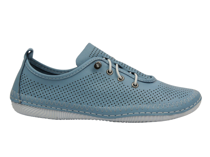 Ažurové dámské polobotky z přírodní kůže - Artiker 54C0835, modré