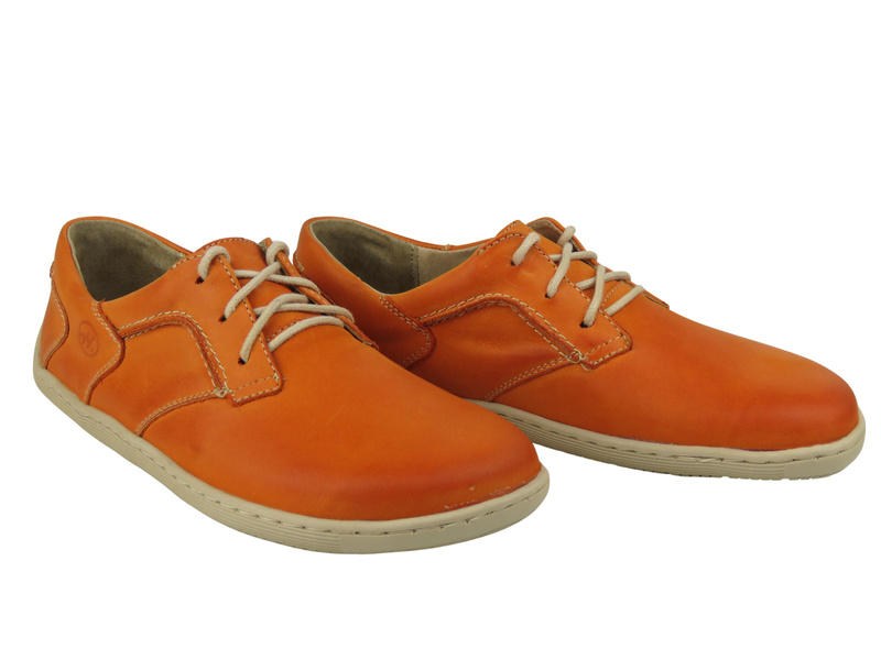 Dámské kožené minimalistické barefoot boty Helios Komfort 715-2B, oranžové