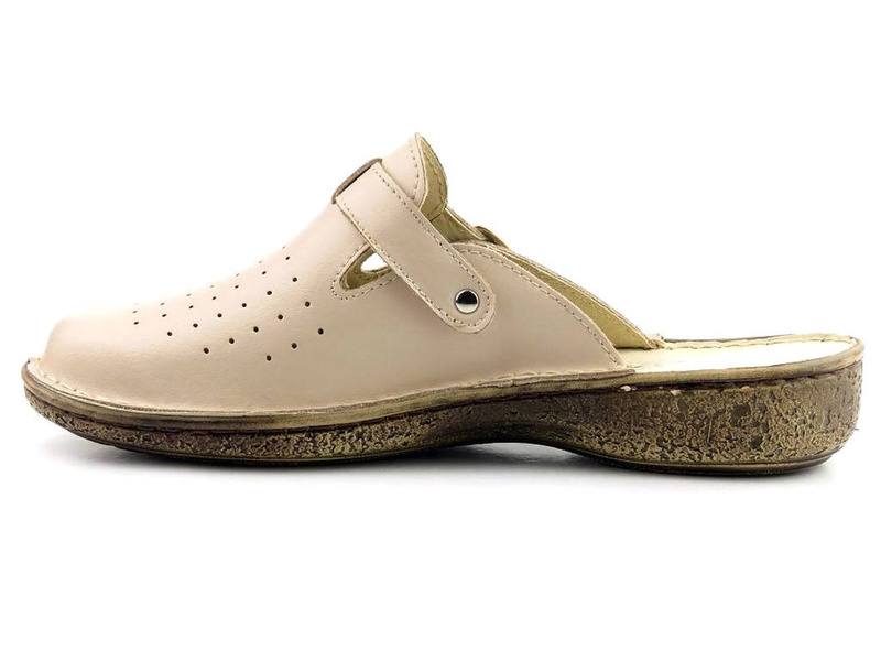 Kožené zdravotní dámské pantofle - Helios Komfort 274, cappuccino