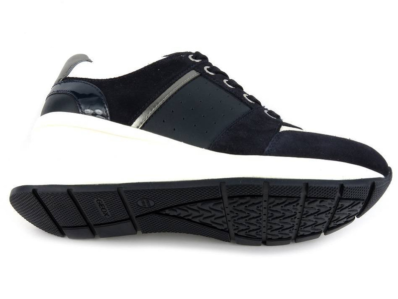 Dámské bílé tenisky na klínku - Geox Respira D158LA, tmavě modrá