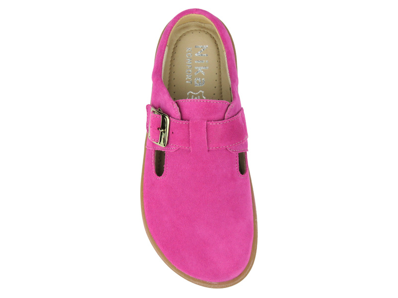 Dámské minimalistické kožené pantofle Barefoot Nika Komfort 1471, fuchsiová