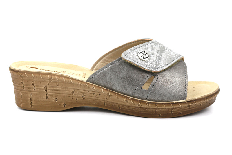 Dámské žabky na suchý zip - INBLU 26-79, stříbrné