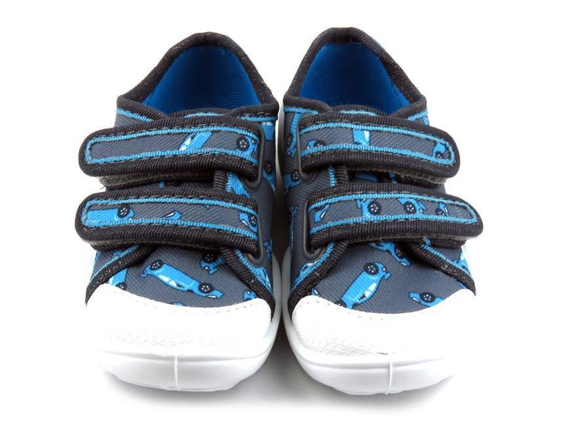 Dětské capáčky se zapínáním na suchý zip - Befado 907P132, modré s aut