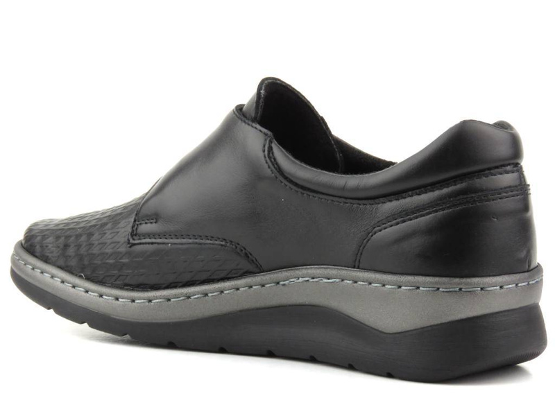 Dámské kožené boty na suchý zip - Wasak 0539, černá