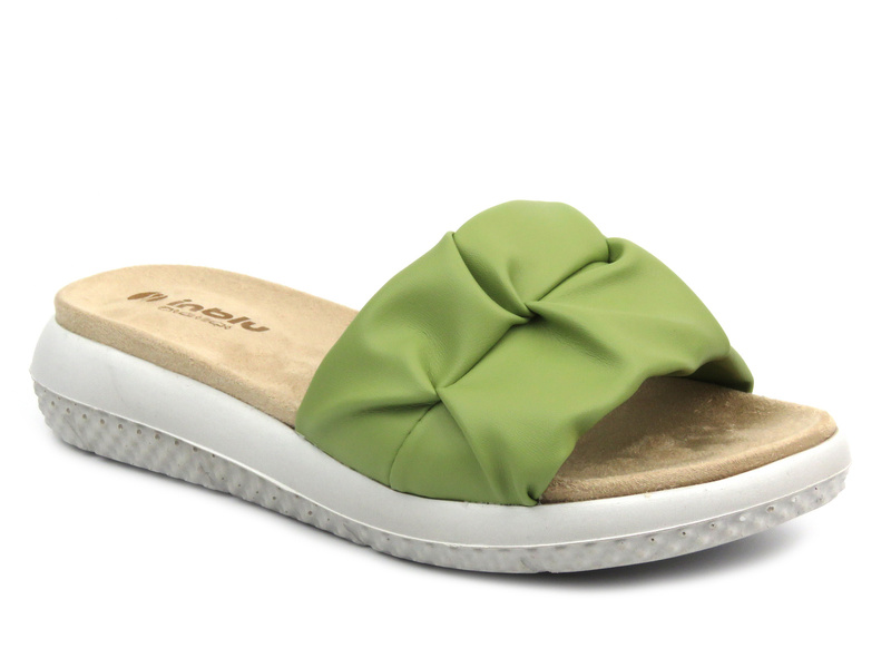 Dámské pantofle se zdobeným svrškem - INBLU TT-22, světle zelené