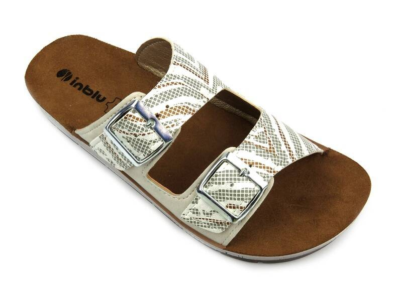 Dámské žabky s leopardím potiskem - INBLU CP-10, béžová a zlatá