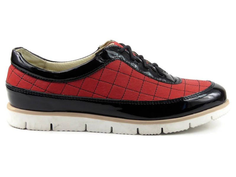 Dámská kožená obuv s kostkovaným vzorem - HELIOS Komfort 307, červená