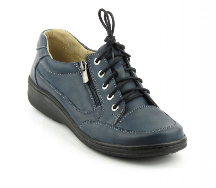 Sportovní, kožená dámská obuv - Helios Komfort 357, tmavě modrá