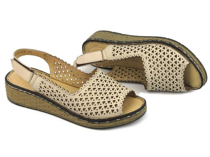 Dámské sandály s otevřenou špičkou - MANITU 910163-08, béžová